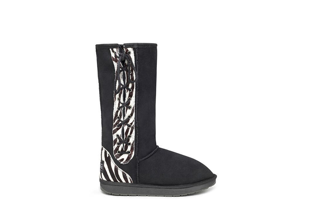 Zebra Lace-Up Tall Ugg Boots - EzyShopDirect