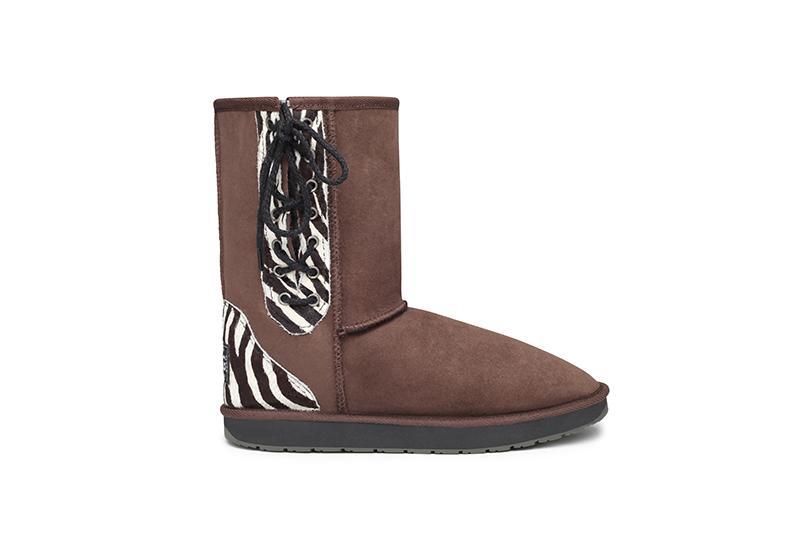 Zebra Short Lace Up Ugg Boots - EzyShopDirect